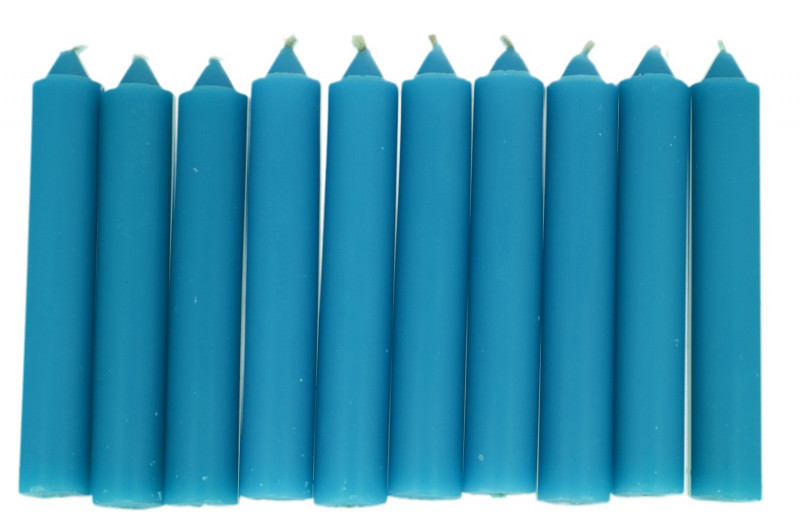 Błękitna świeca KOMPLET 10 świec 10x1,8cm - dobra komunikacja, pozbycie się nałogów, wierność, dobry sen 