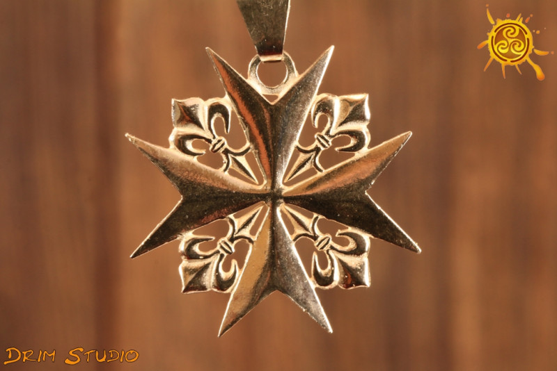 Krzyż Maltański wisior srebro - siła, odwaga, cel