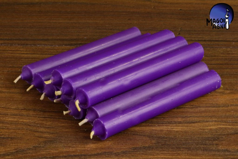 Purpurowa świeca KOMPLET 10 świec 9x1,2 - wzmacnia aurę i działanie egzorcyzmów, oczyszcza, chroni 