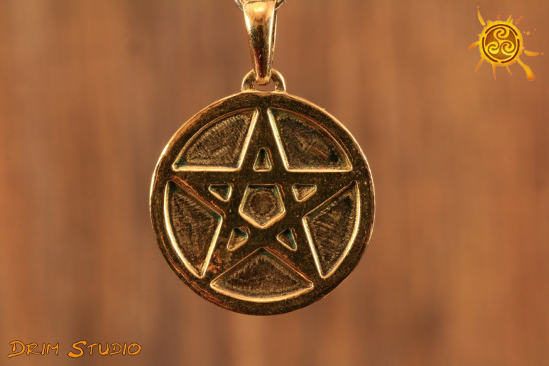 Pentagram pełny WISIOR pozłacany - ochrona przed negatywną energią, zdrowie